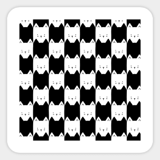 Black and White Checkerboard Cats Sticker